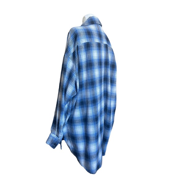 SLA The Label Women's Oversized Grandad Shirt‎ Medium Flannel Top Tartan Shacket - Picture 3 of 8